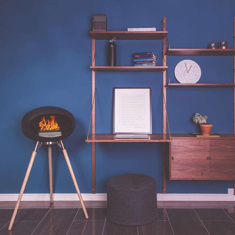 Black Ground Wood Bioethanol Tripod Fireplace - Le Feu