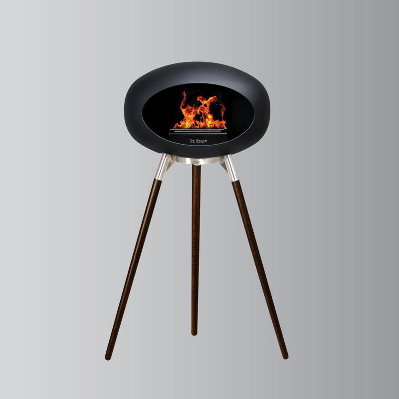 Black Ground Wood Bioethanol Tripod Fireplace - Le Feu