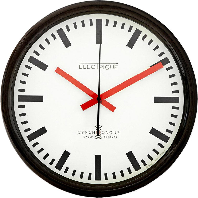 Black & Red Swiss Station Wall Clock