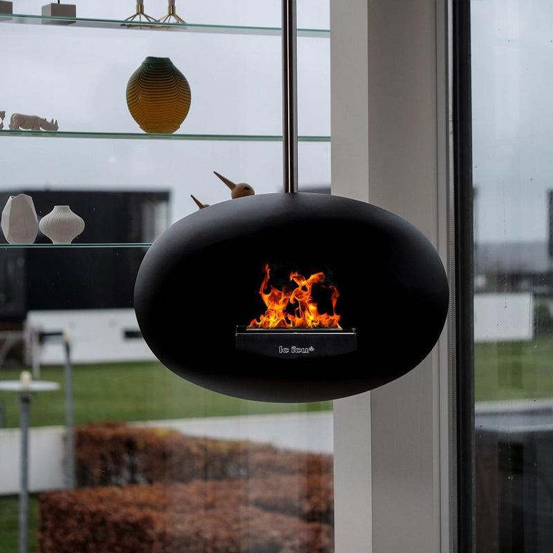 Black Sky Bioethanol Fire - Silver Steel Pole - Le Feu