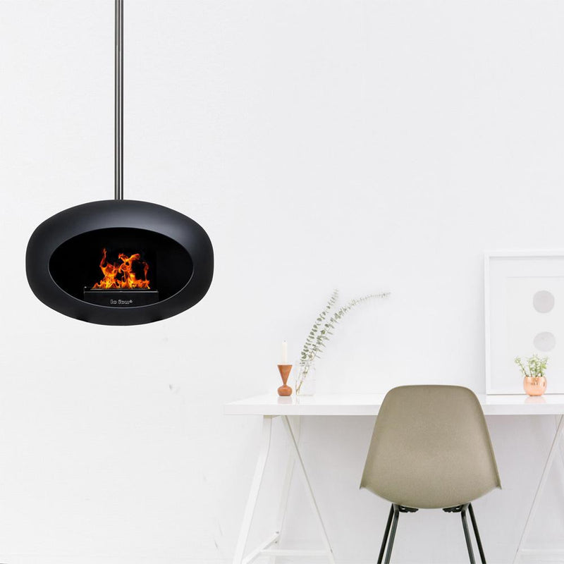 Black Sky Bioethanol Fire - Silver Steel Pole - Le Feu