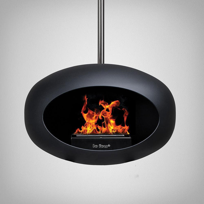 Black Sky Bioethanol Fire - Silver Steel Pole - Le Feu