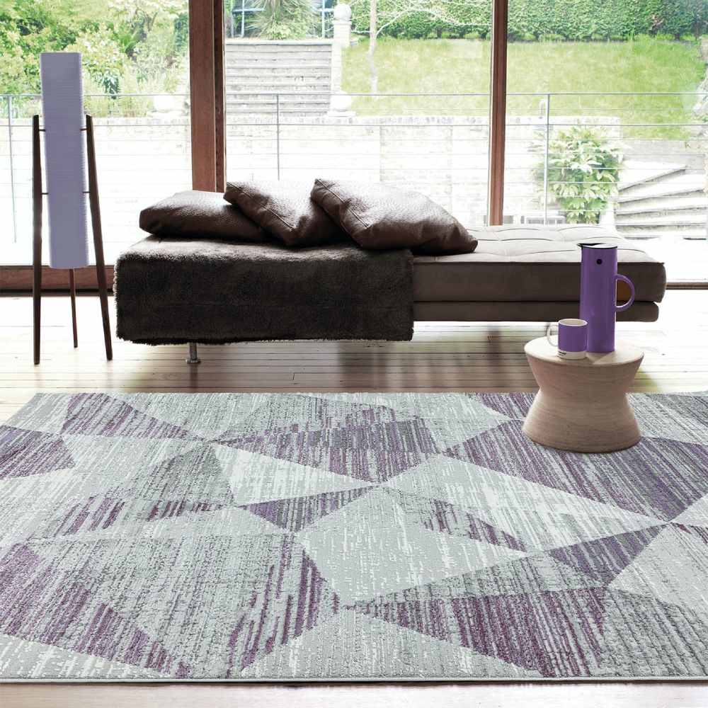 Block Angles Print Rug - Heather