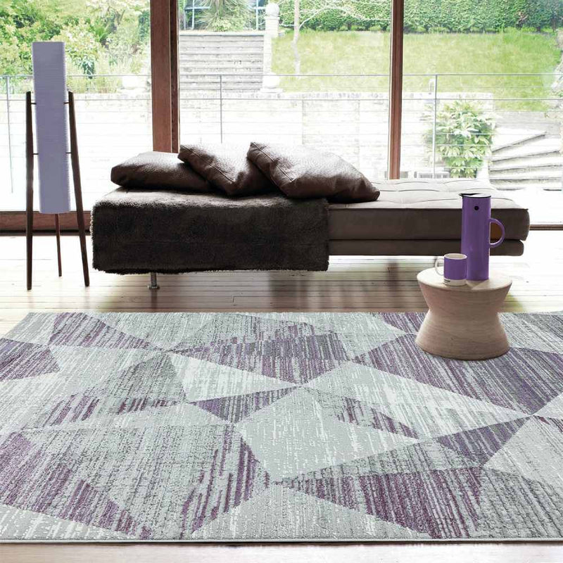 Block Angles Print Rug - Heather