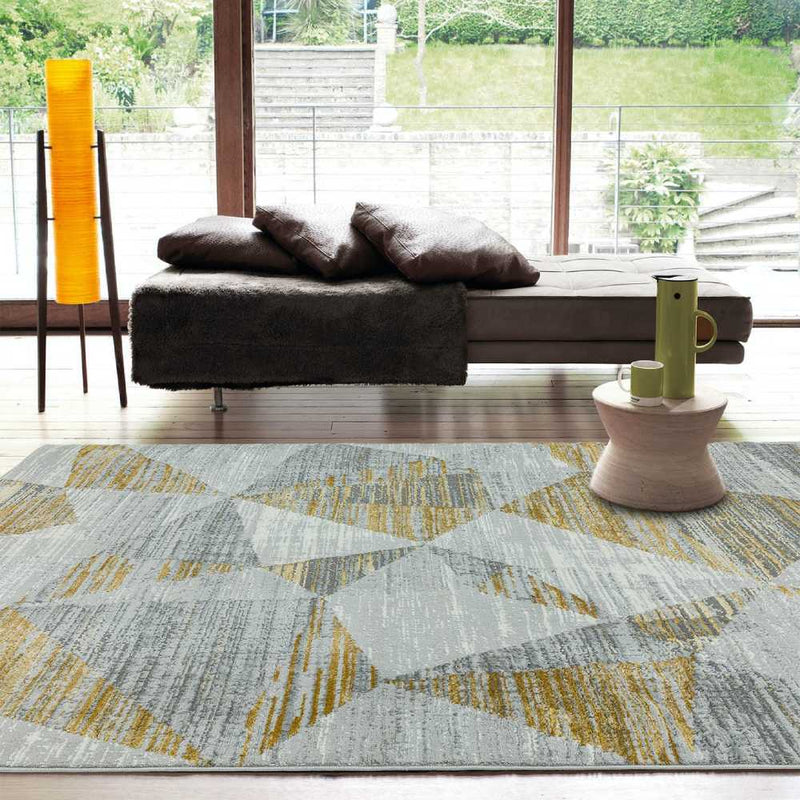 Block Angles Print Rug - Yellow