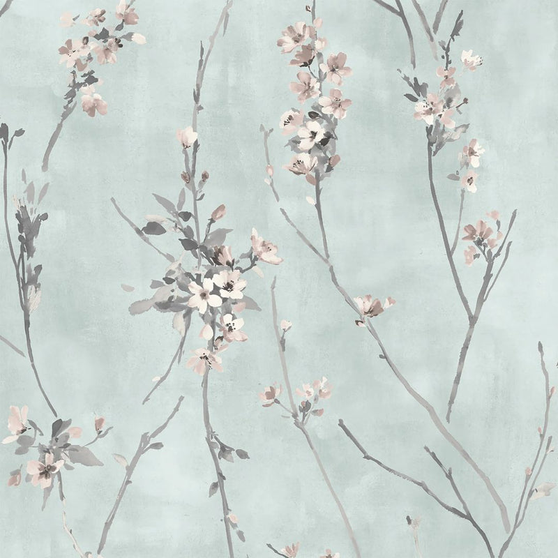 Blossom Wallpaper - Duck Egg Blue