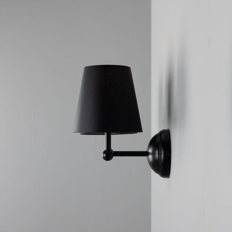 Busan Black Double Wall Light With Fabric Shades