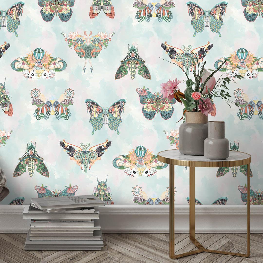 Butterfly Effect Wallpaper - Green Multi - Brand Mckenzie