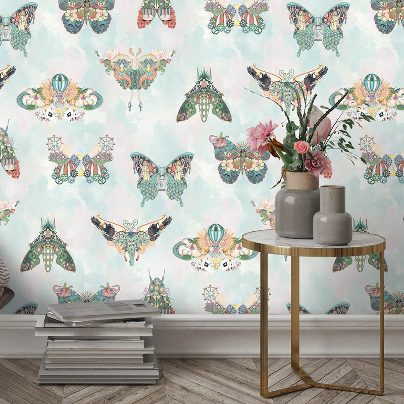 Butterfly Effect Wallpaper - Green Multi - Brand Mckenzie