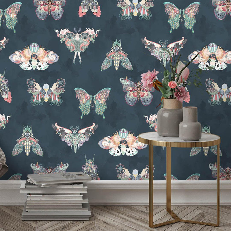Butterfly Effect Wallpaper - Navy - Brand Mckenzie