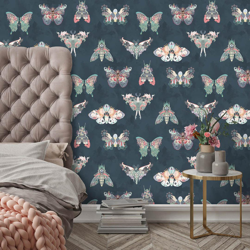 Butterfly Effect Wallpaper - Navy - Brand Mckenzie