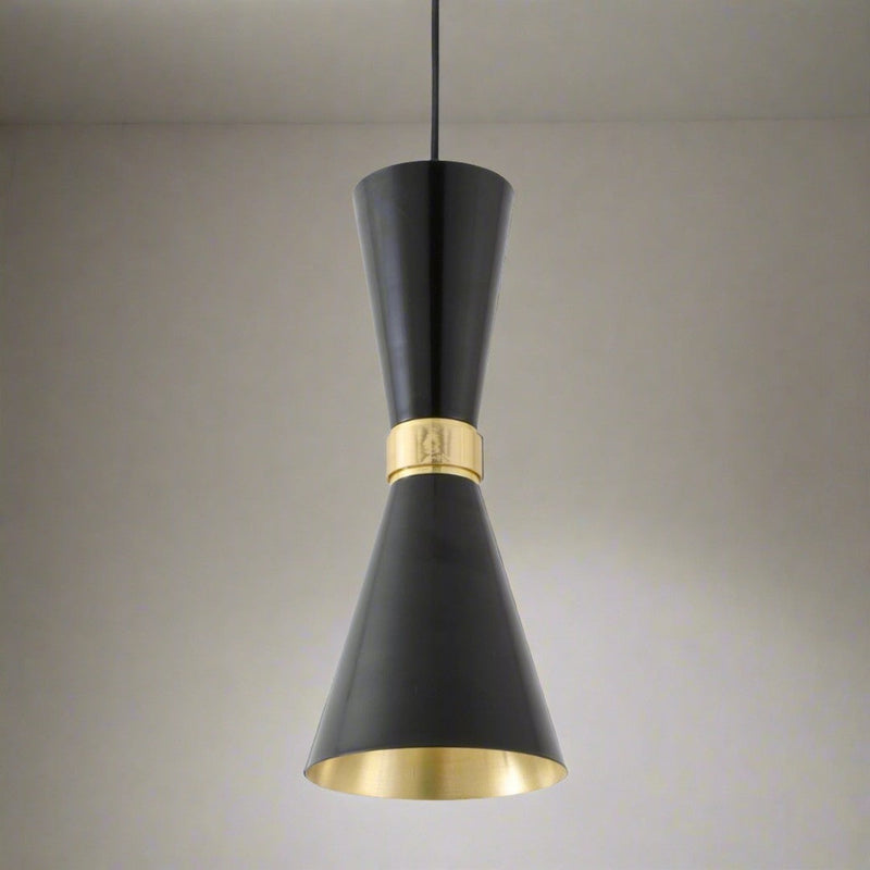 Cairo Contemporary Pendant Light - Black & Brass