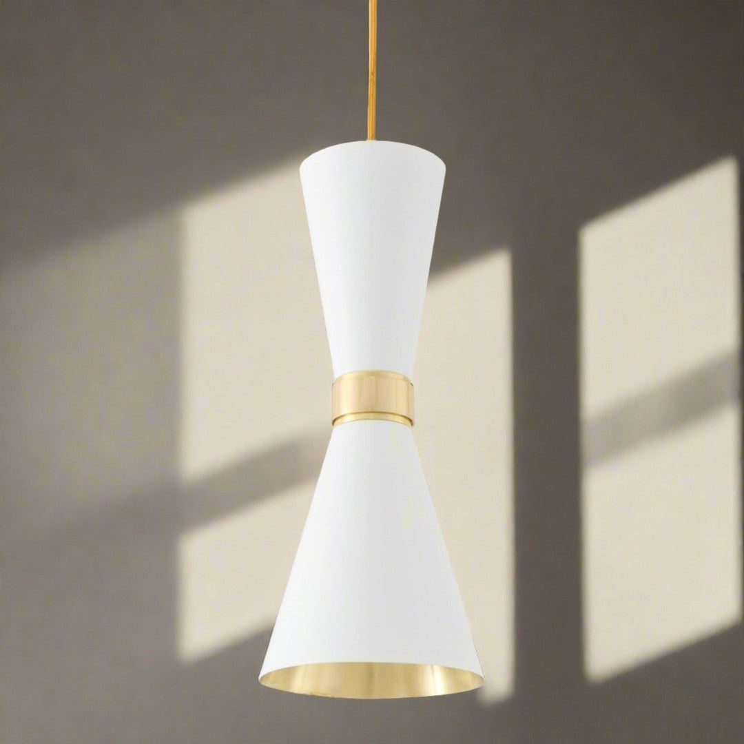 Cairo Contemporary Pendant Light - White & Brass