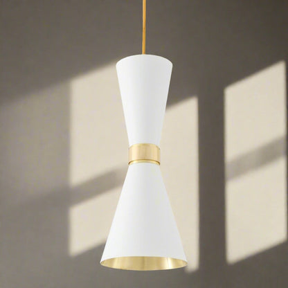 Cairo Contemporary Pendant Light - White & Brass