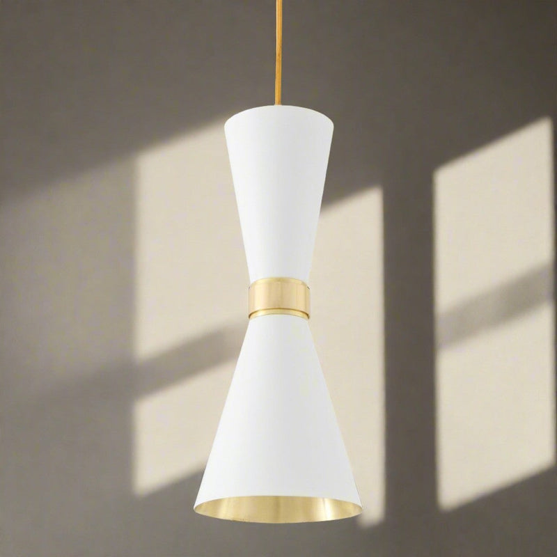 Cairo Contemporary Pendant Light - White & Brass