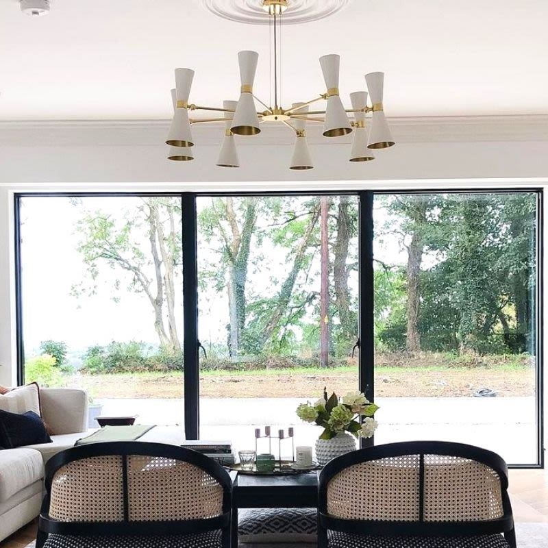 Cairo Eight Arm Contemporary Chandelier - White - Mullan Lighting