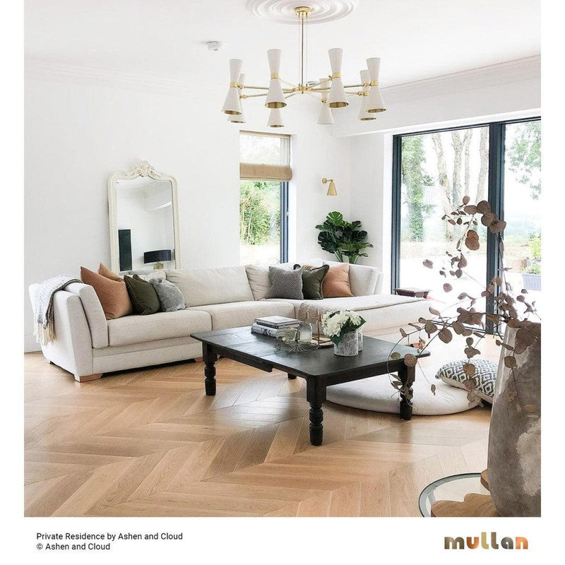 Cairo Eight Arm Contemporary Chandelier - White - Mullan Lighting