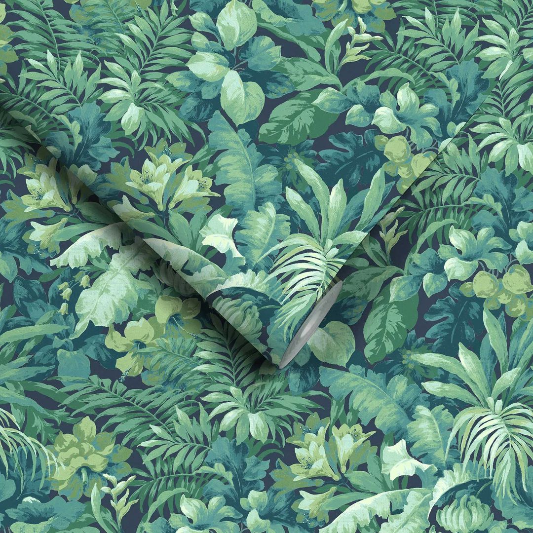 Canopy Wallpaper - Navy/Green
