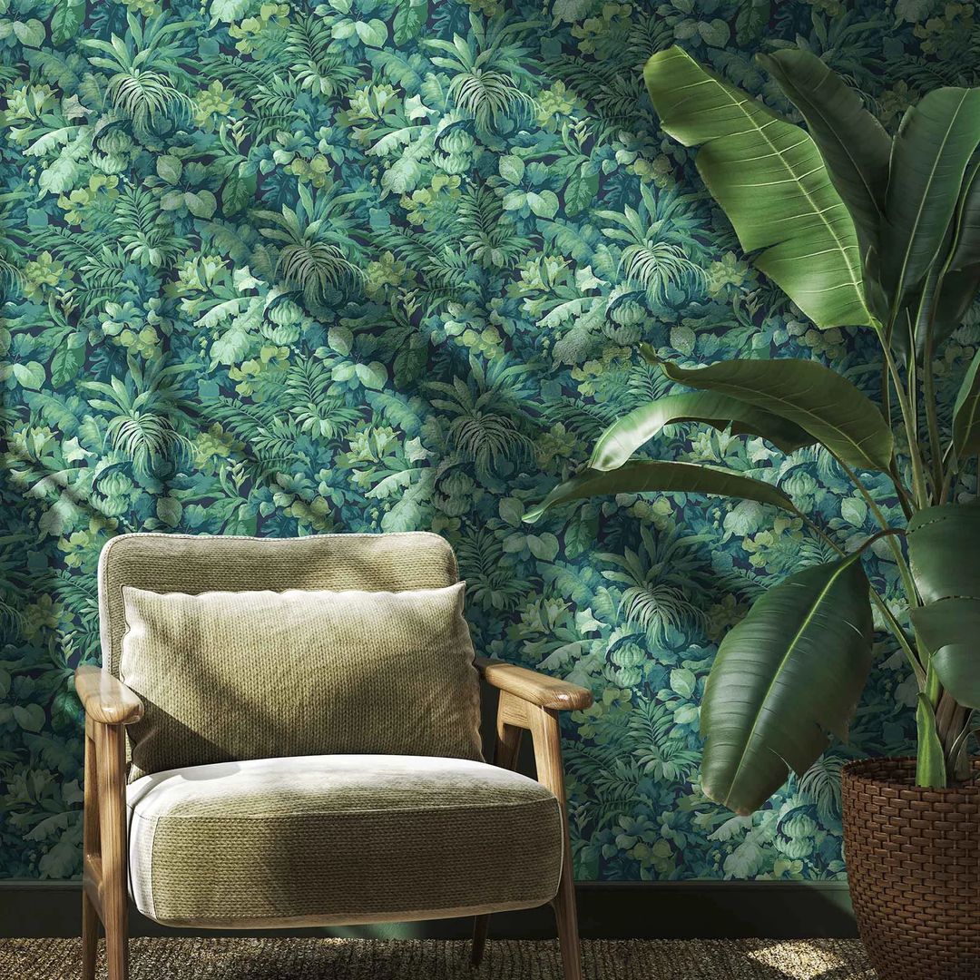 Canopy Wallpaper - Navy/Green