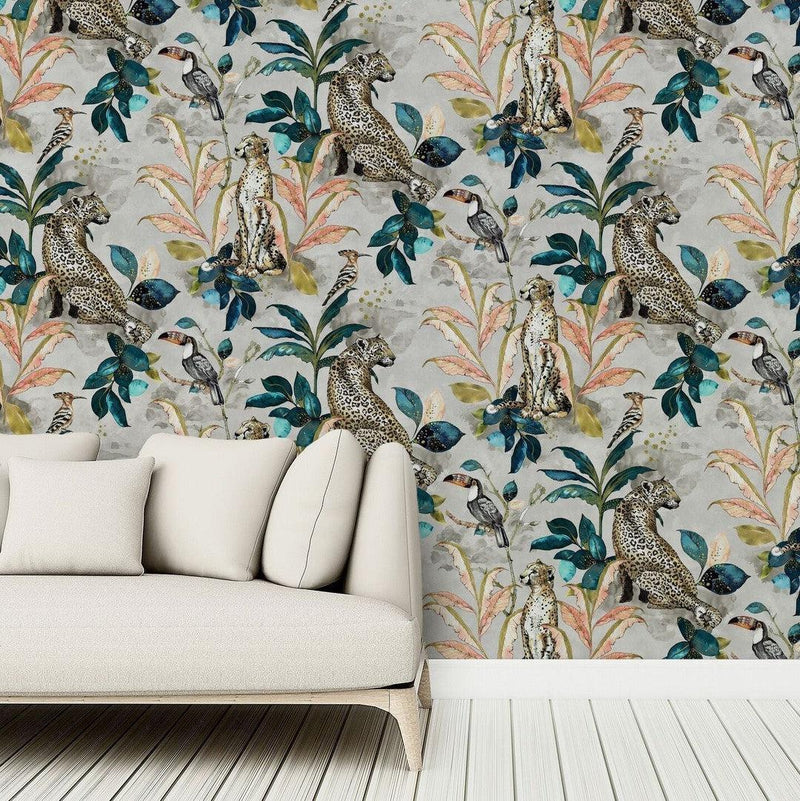 Cheetah Wallpaper - Taupe - Graduate Collection-Lime Lace