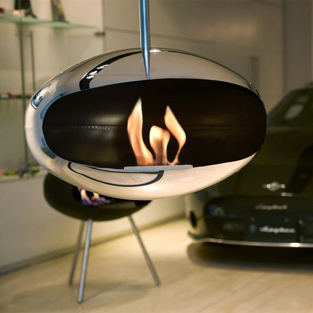 Cocoon Aeris Hanging Bioethanol Fire - Polished Steel