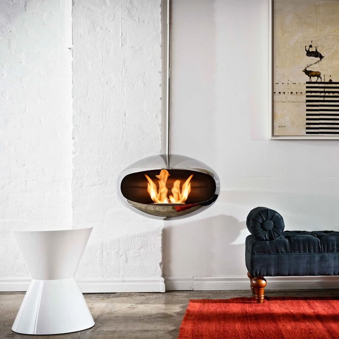 Cocoon Aeris Hanging Bioethanol Fire - Polished Steel