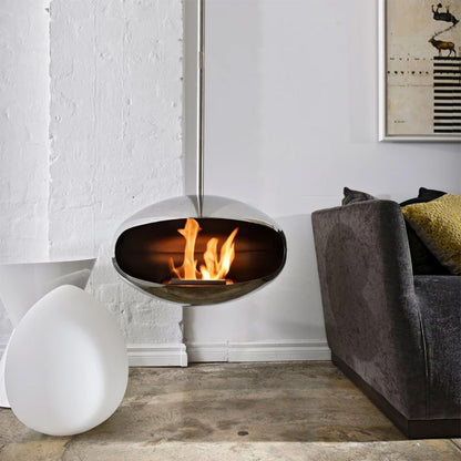Cocoon Aeris Hanging Bioethanol Fire - Polished Steel