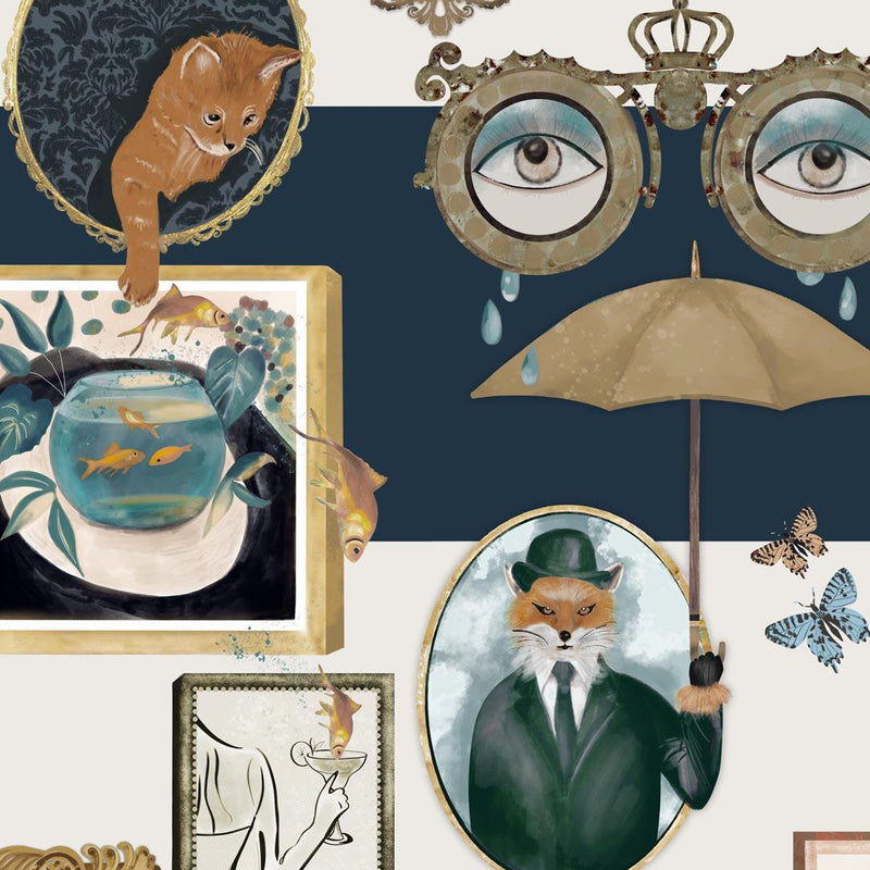 Connecting Frames Wallpaper - Navy - Brand Mckenzie