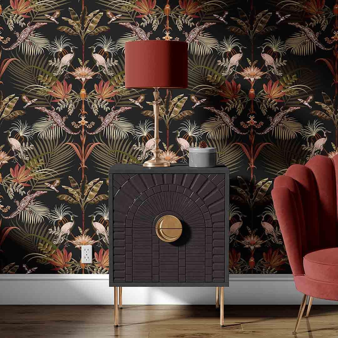 Crocodilia Wallpaper Ebony