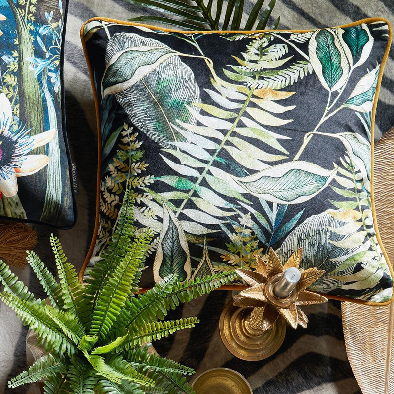 Dark Tropics Velvet Cushion Cover