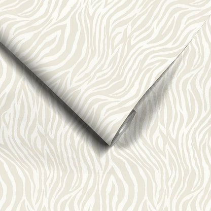 Debra Zebra Print Wallpaper - Putty