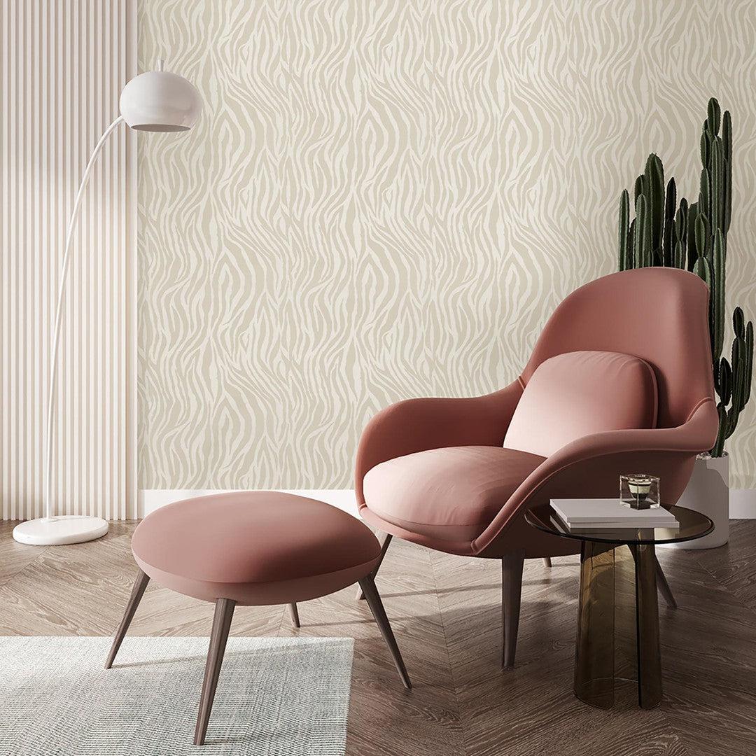 Debra Zebra Print Wallpaper - Putty