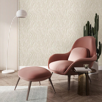 Debra Zebra Print Wallpaper - Putty