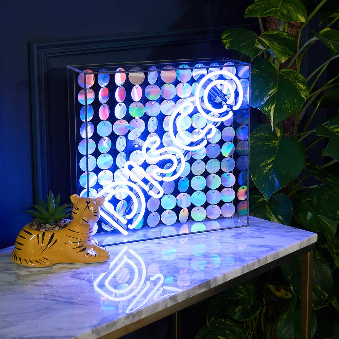 Disco Sequins Neon Sign - Purple