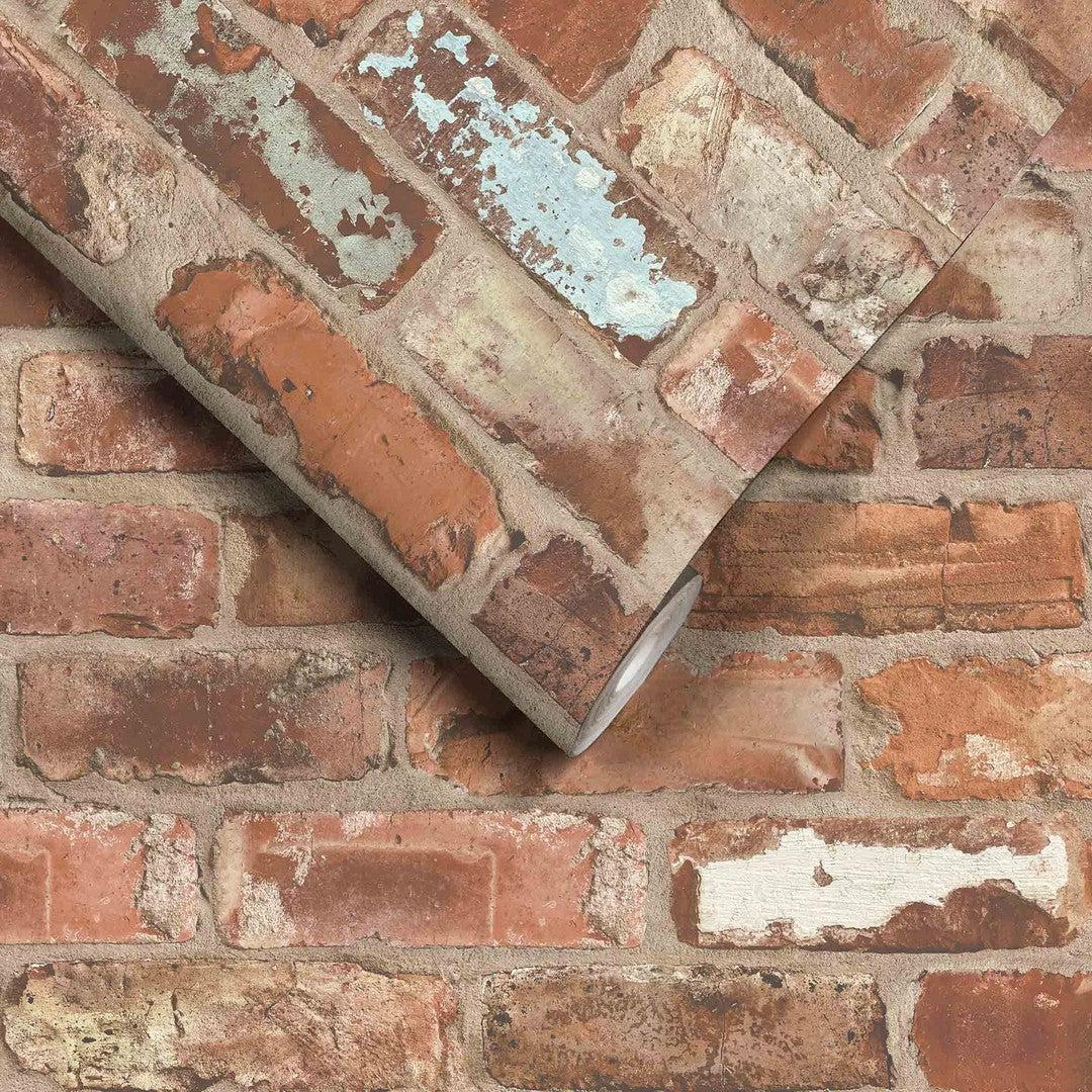 Exposed Real Brick Effect Wallpaper - Castlefield β Lime Lace