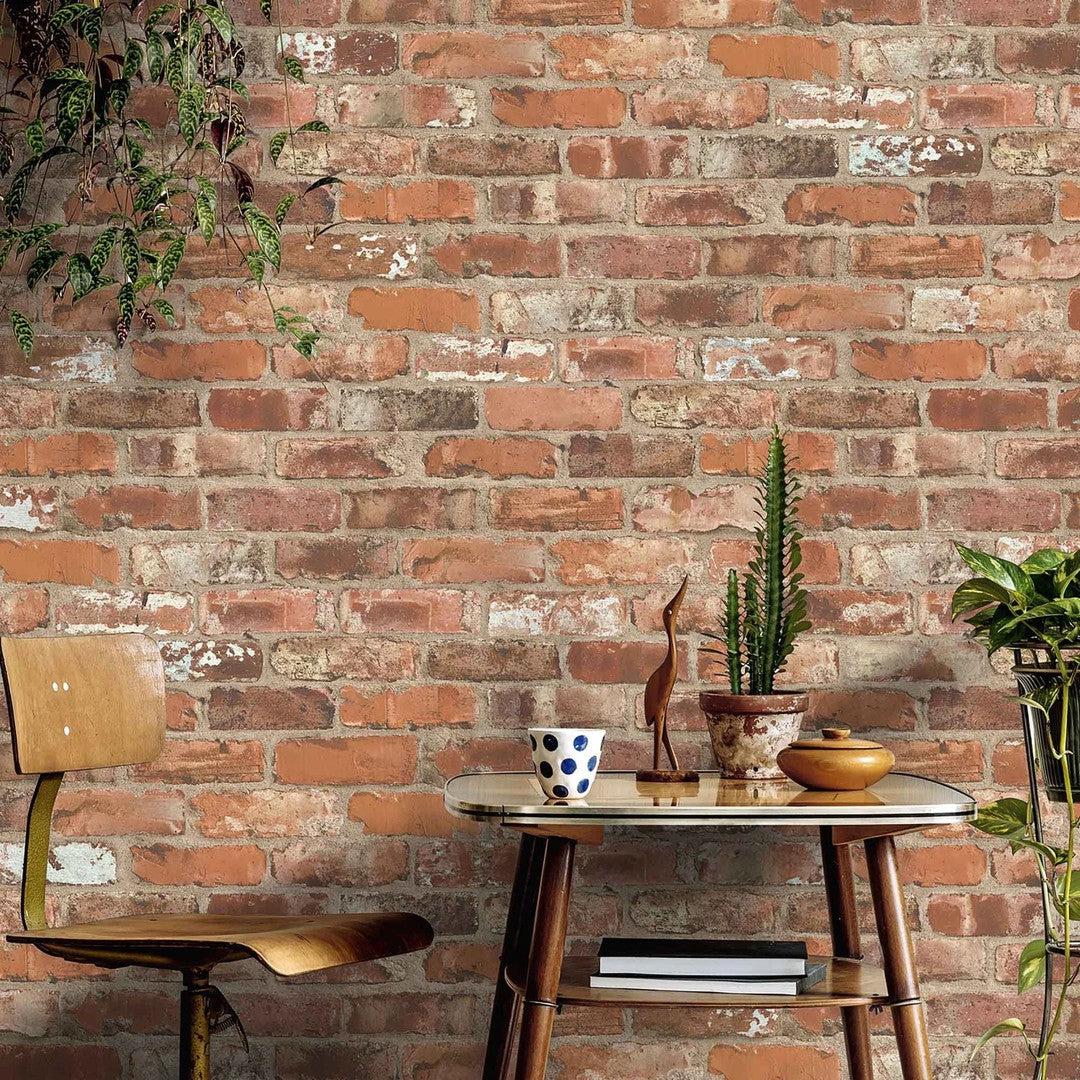 Bick Ricer Wallopapert Exposed Real Brick Effect Wallpaper - Castlefield – Lime Lace