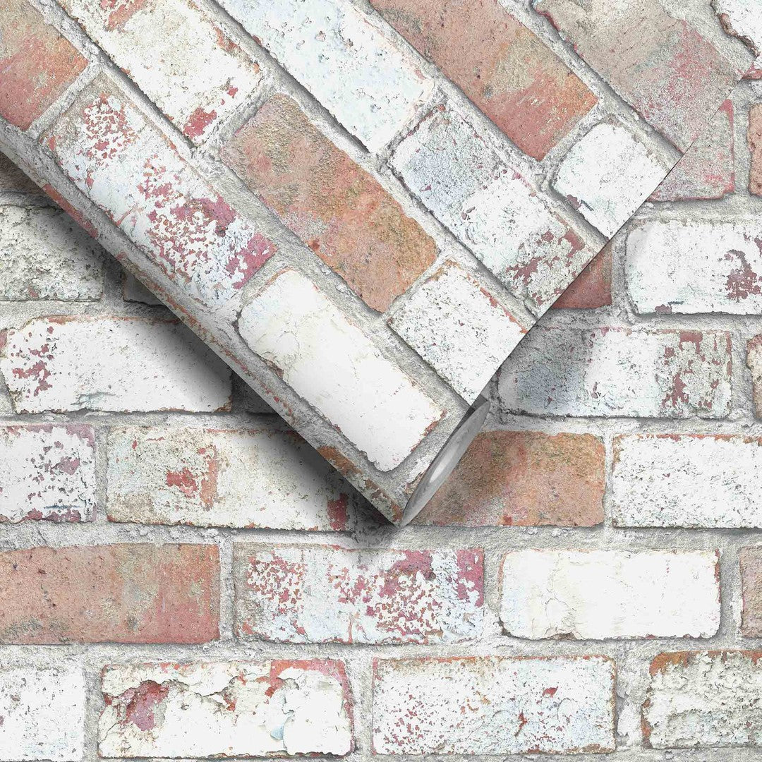 Exposed Real Brick Effect Wallpaper - King Street β Lime Lace