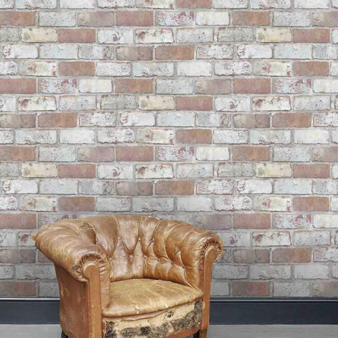 Exposed Real Brick Effect Wallpaper - King Street – Lime Lace