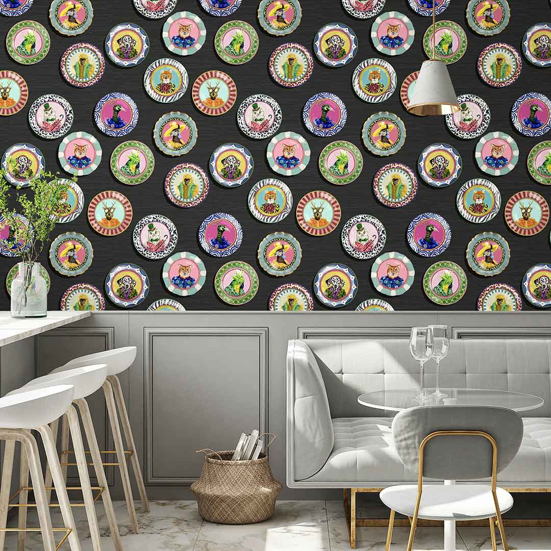 Fine China Wallpaper - Charcoal - Brand Mckenzie