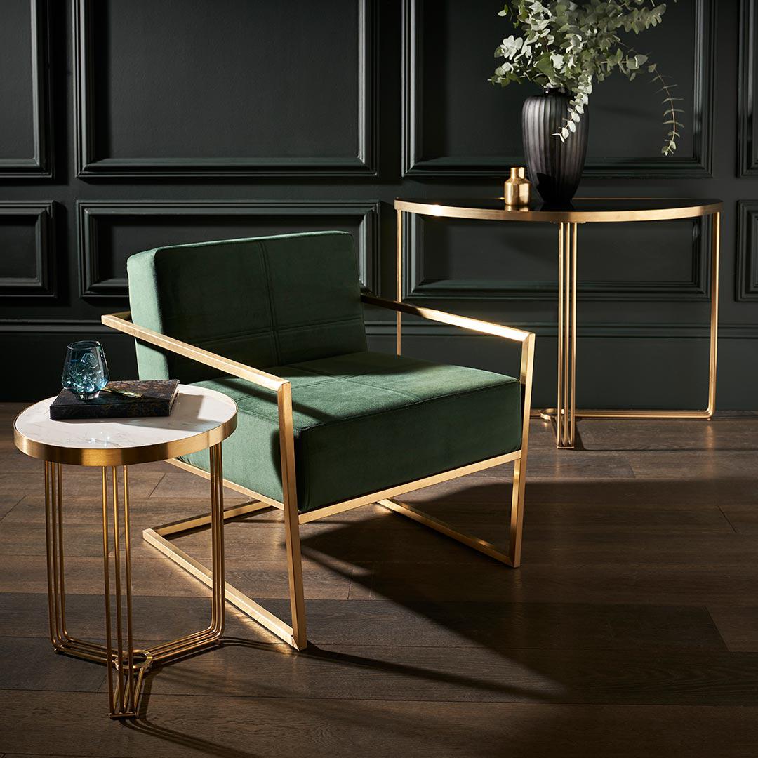 Finn Brass Frame Side Table - Gillmore Space