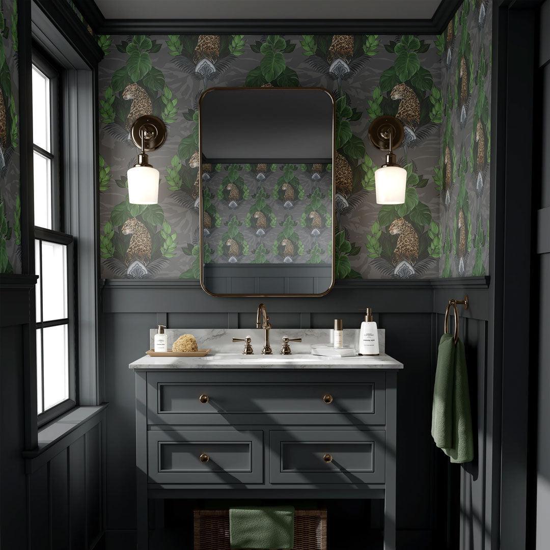 Floral Leopard Wallpaper - Charcoal