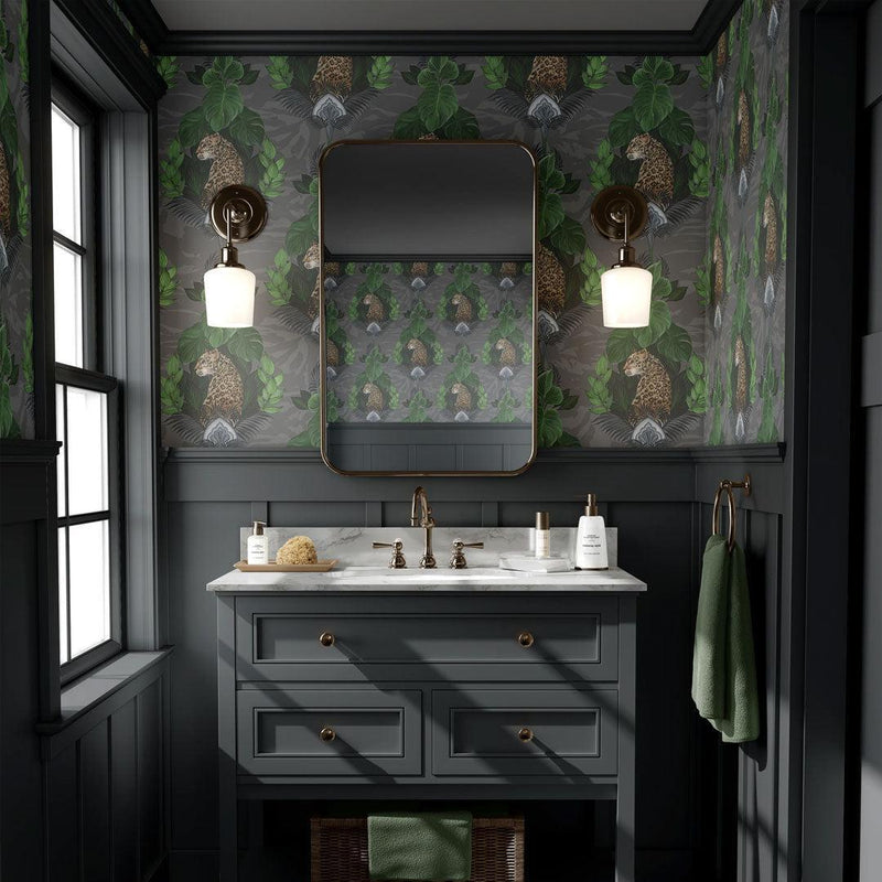 Floral Leopard Wallpaper - Charcoal