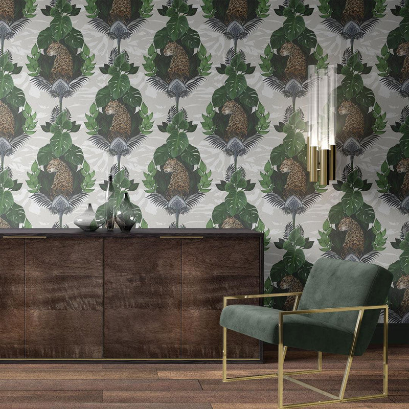 Floral Leopard Wallpaper - Cream