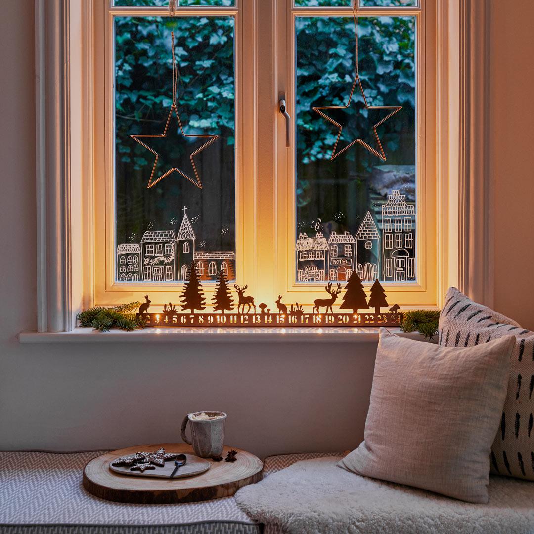 Forest Scene Advent Tealight Candle Holder - Copper