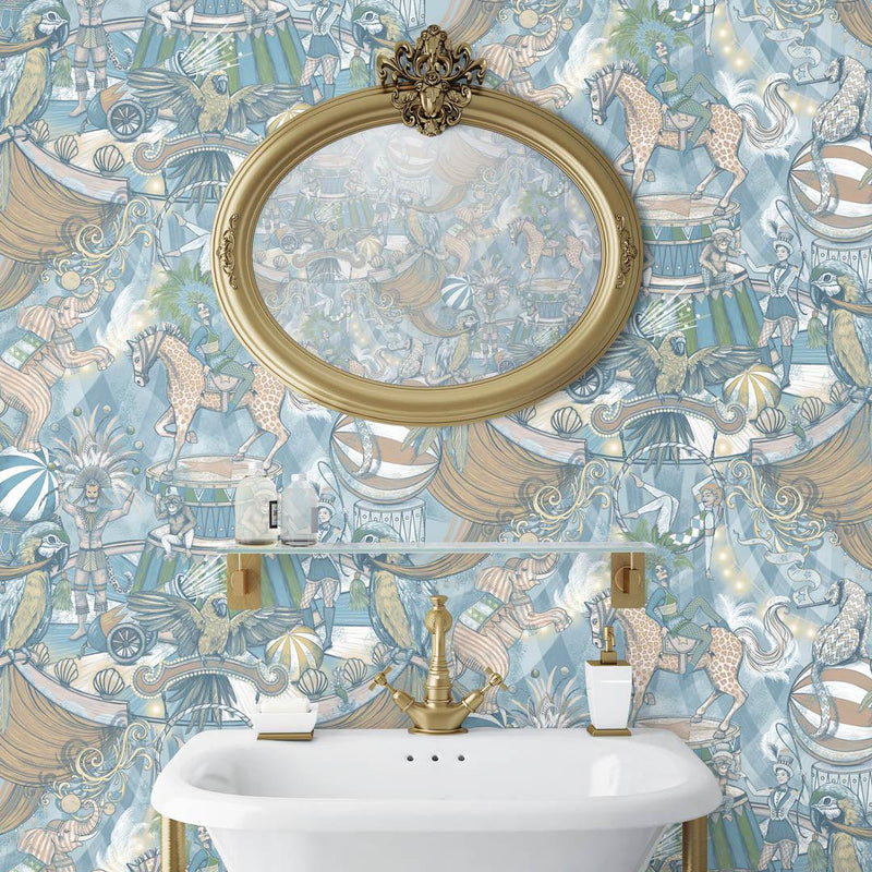 Funfair Wallpaper - Pastel Blues - Brand Mckenzie