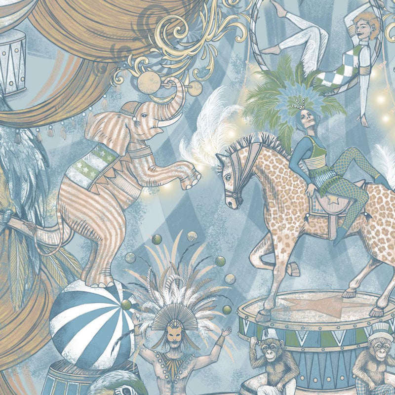 Funfair Wallpaper - Pastel Blues - Brand Mckenzie