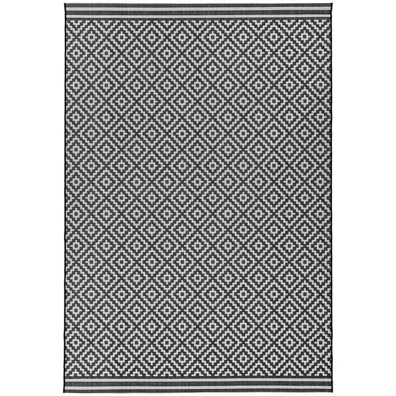 Geometric Diamond Outdoor Rug - Black & White