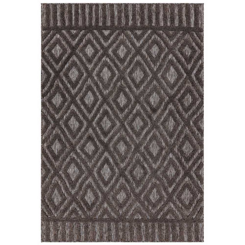 Geometric Diamonds Outdoor Rug - Charcoal