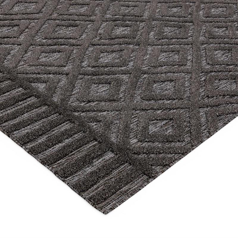 Geometric Diamonds Outdoor Rug - Charcoal