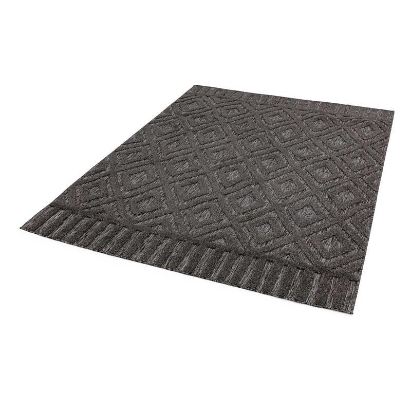 Geometric Diamonds Outdoor Rug - Charcoal
